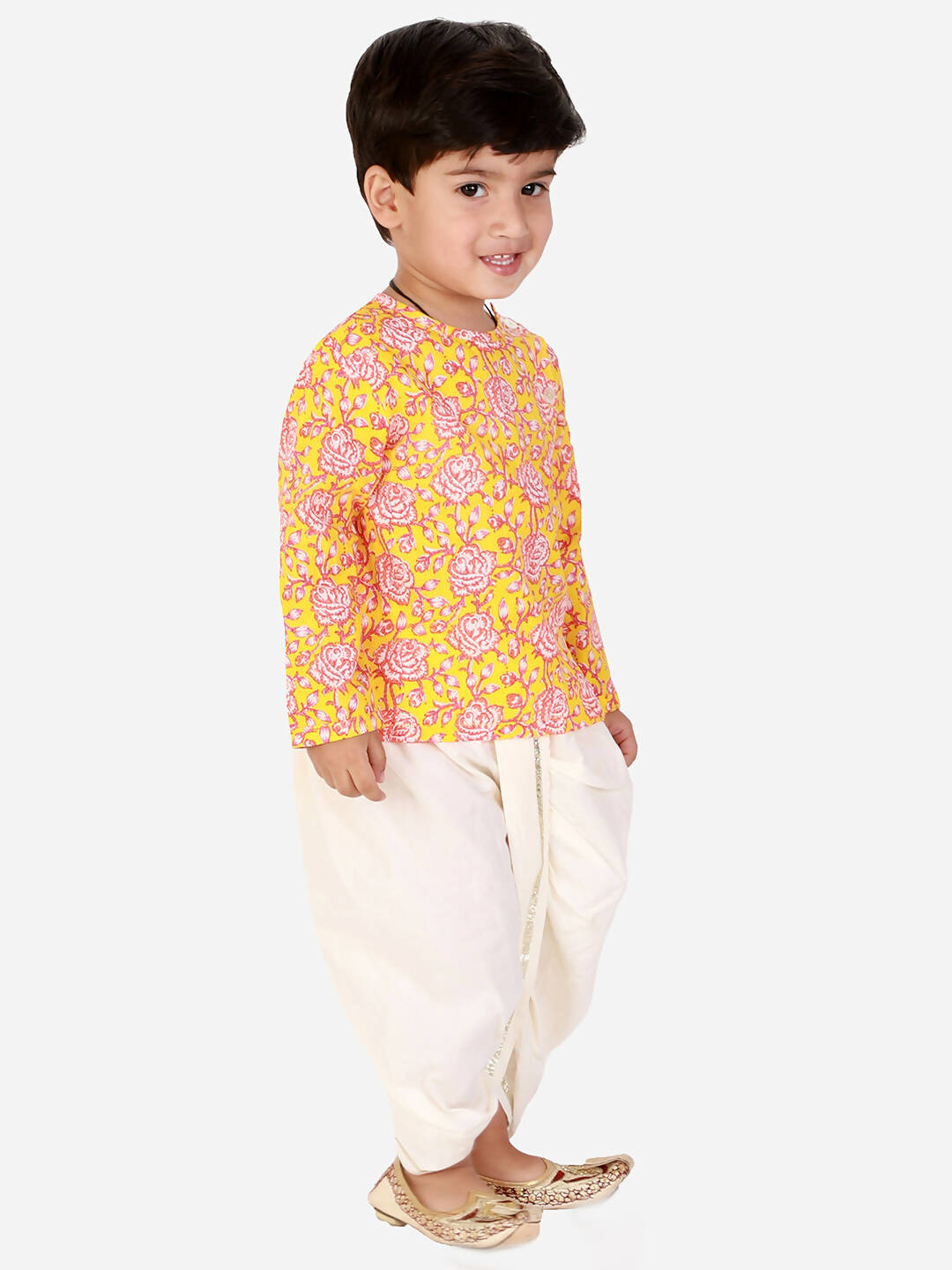 Lil Drama Boys Kurta With Dhoti Set - Orange - Distacart