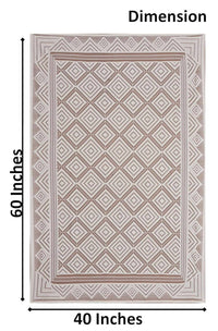 Thumbnail for Yellow Weaves Cotton Geometric Designer Net Rectangular Center 4 Seater Table Cover - Off White - Distacart