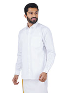 Thumbnail for Ramraj Cotton Mens Full Sleeve Formal 100 % Cotton White Shirt - Distacart