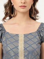 Thumbnail for FIORRA Women's Grey Poly Crepe A-Line Kurta Set - Distacart