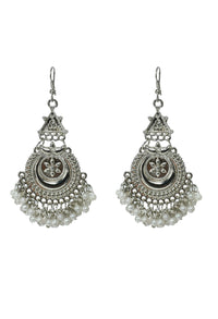 Thumbnail for Mominos Fashion Johar Kamal Silver-Plated Brass Finish Rani Haar Statement Necklace For Women - Distacart