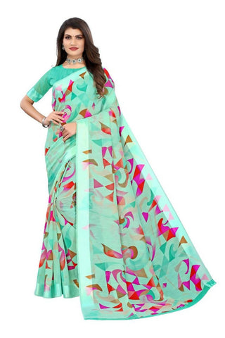 Vamika Green Linen Satin Border Saree