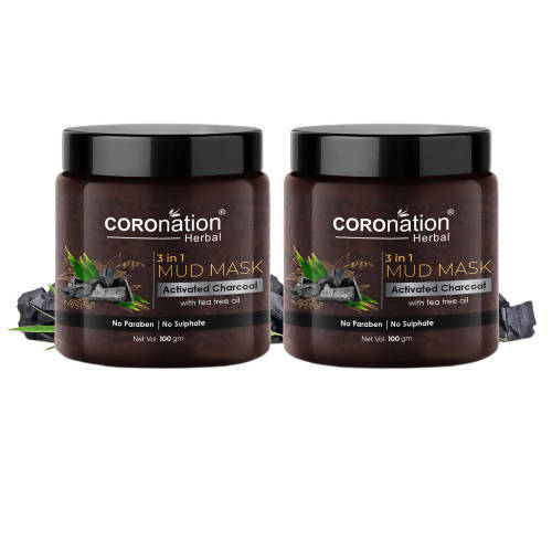 Coronation Herbal Activated Charcoal 3 in 1 Mud Mask with Tea Tree Oil - Distacart