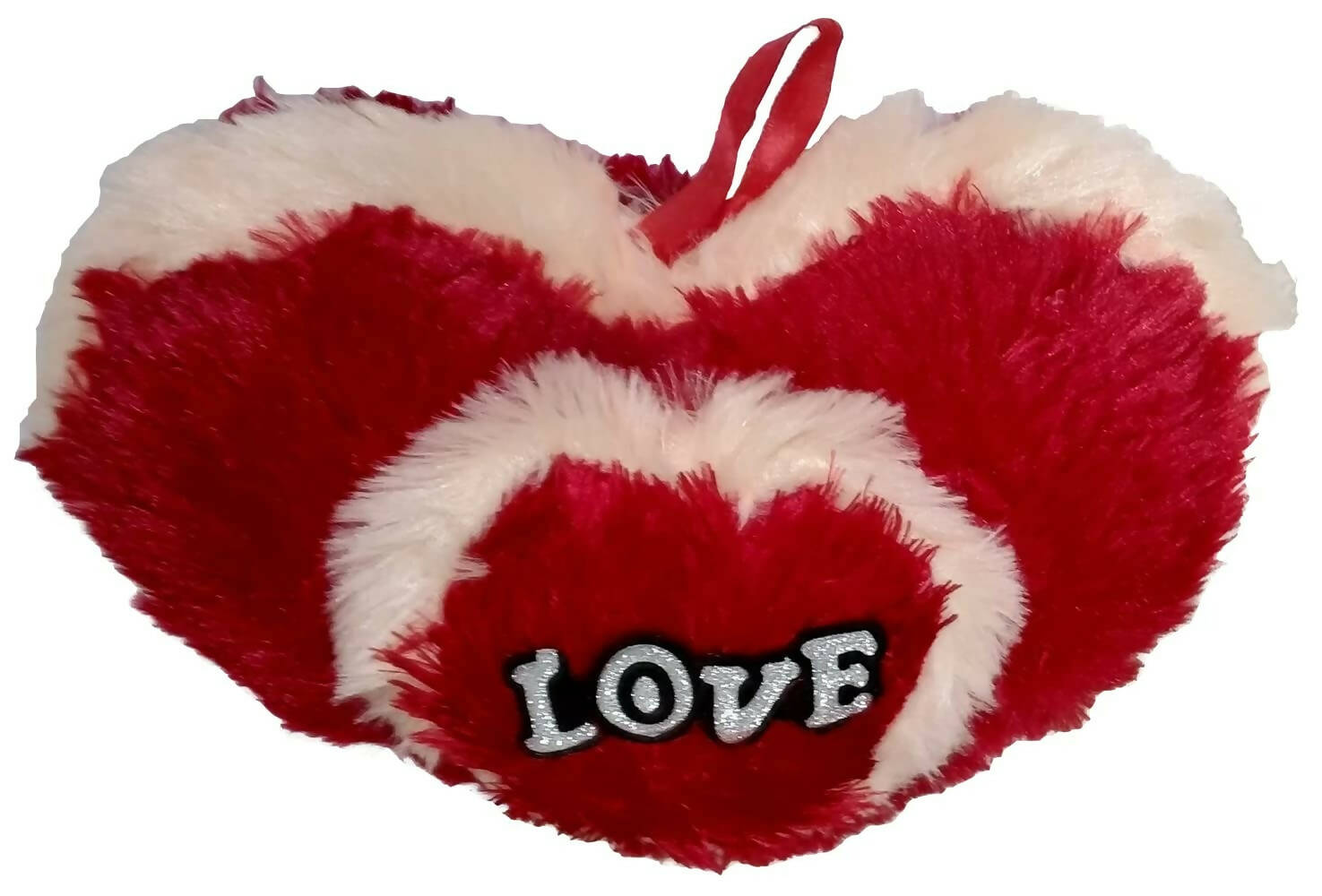 Red & Milky Love Heart Shape Pillow (Fur) Cushion - Distacart