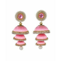 Thumbnail for Baby Pink Color - 3 Step Jhumki Earrings - Distacart