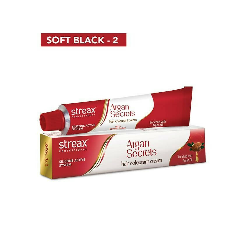 Streax Professional Argan Secrets Hair Colourant Cream - Soft Black 2 - Distacart