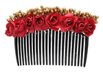 Thumbnail for Red & Gold Flower Hair Comb
