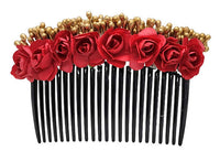 Thumbnail for Red & Gold Flower Hair Comb