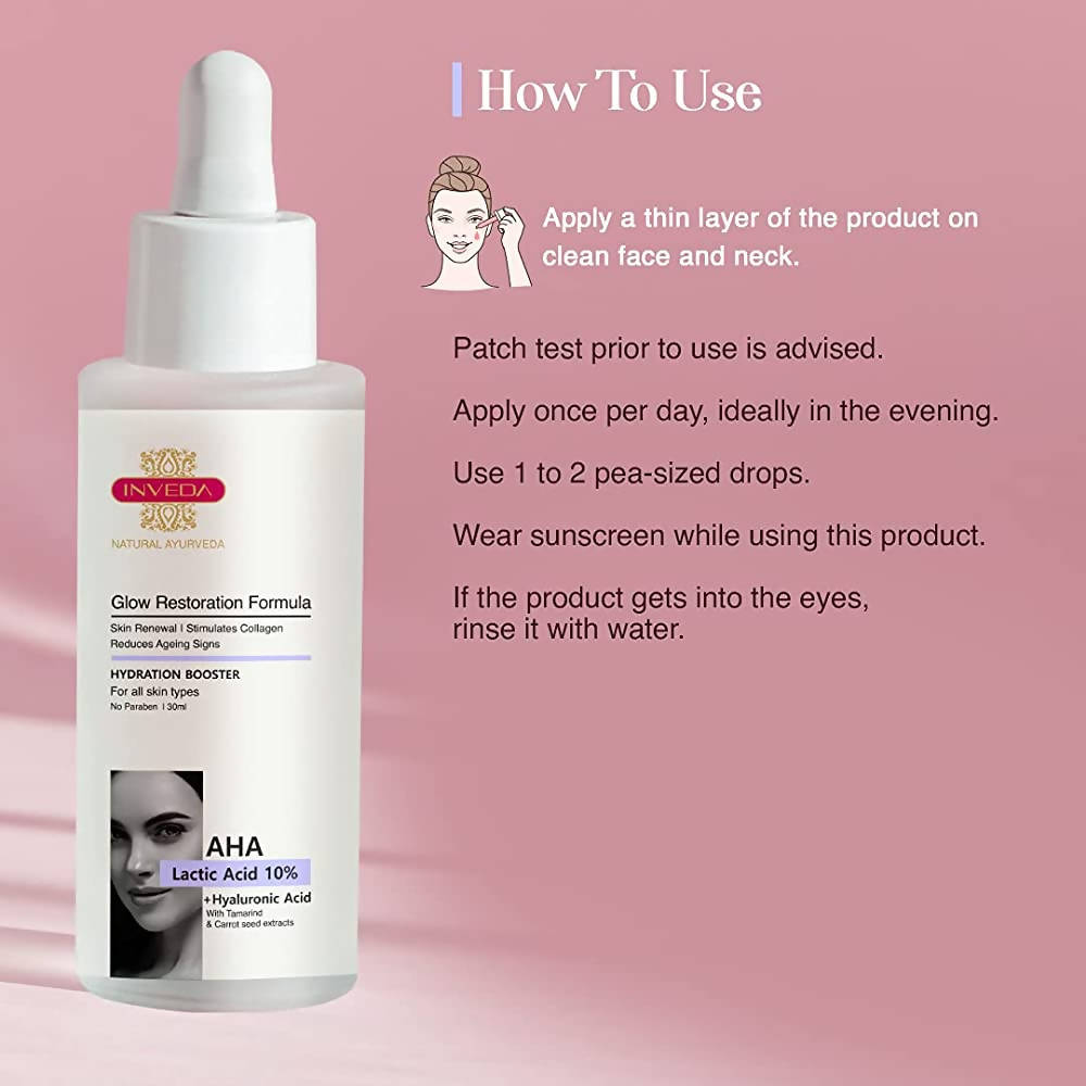 Inveda AHA Lactic Acid 10% + Hyaluronic Acid Glow Restoration Formula