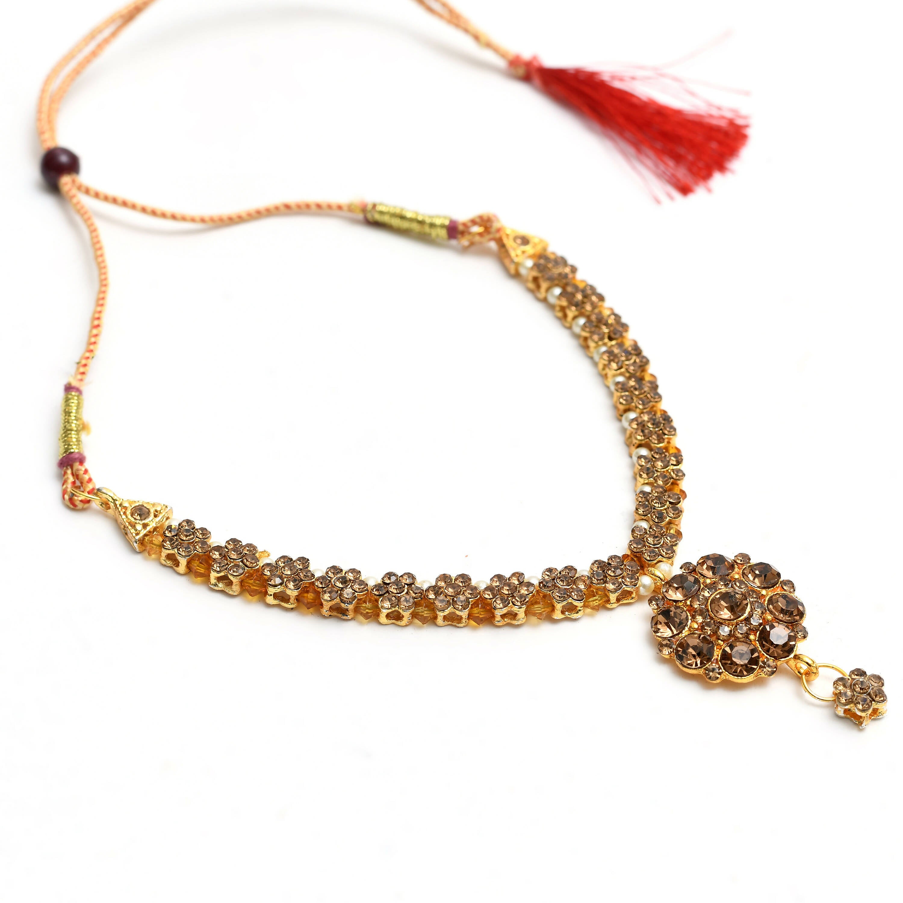 Mominos Fashion Johar Kamal Gold-Plated Brass Finish Stone Choker For Women (Golden) - Distacart