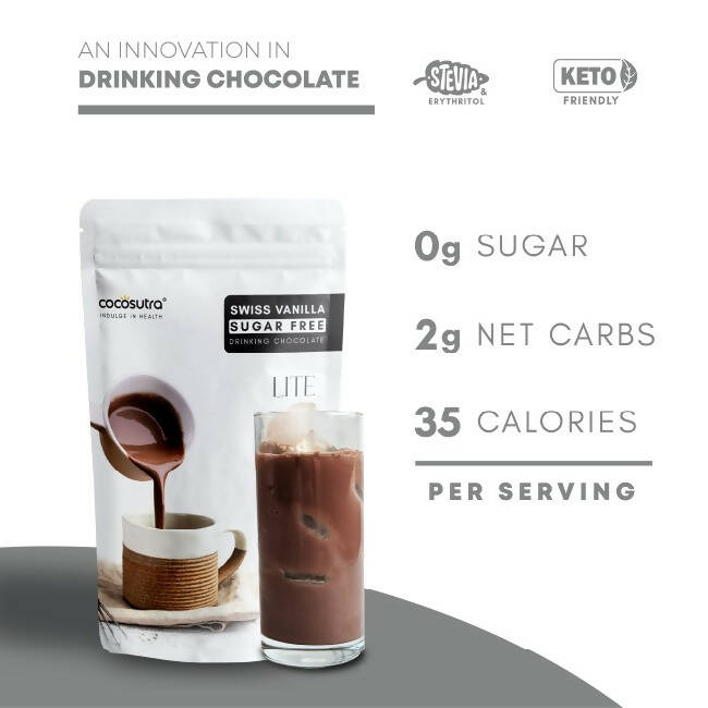 Cocosutra Lite - Sugar Free Drinking Chocolate Mix - Swiss Vanilla - Distacart
