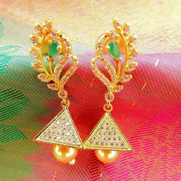 CZ Emerald Designer Jhumkas