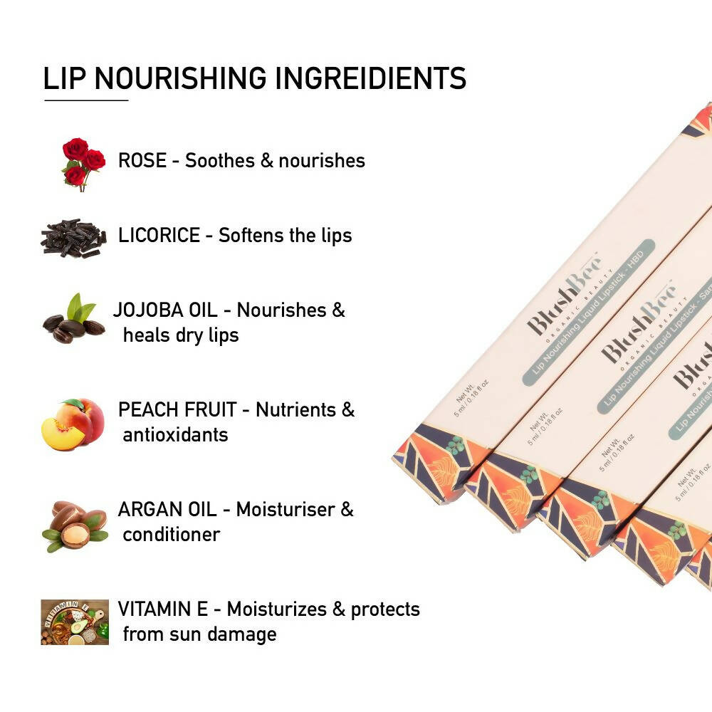 BlushBee Organic Beauty Lip Nourishing Liquid Lipstick - Reddish Maroon - Distacart