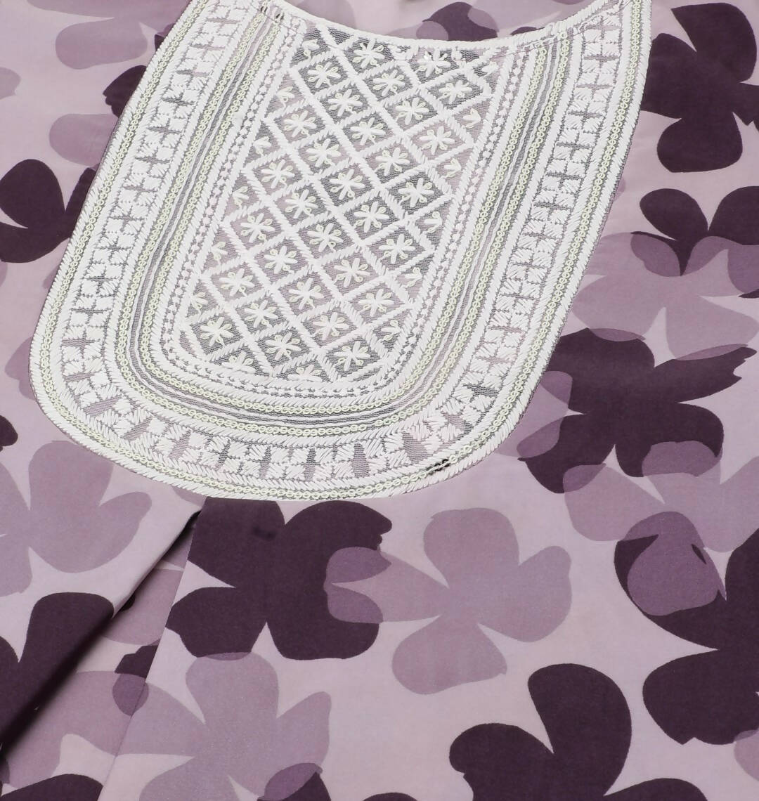 Purple Poly Crepe Digital Printed Top with Matching Bottom - Preeti - Distacart