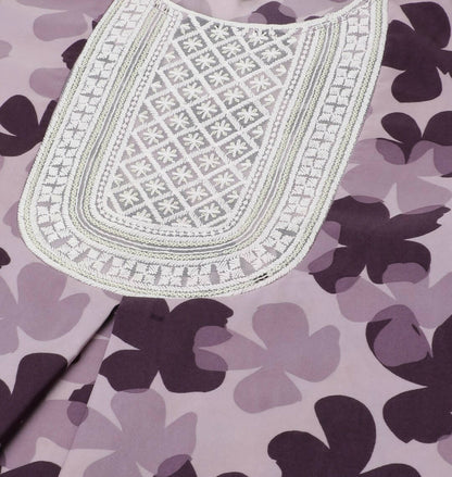 Purple Poly Crepe Digital Printed Top with Matching Bottom - Preeti - Distacart