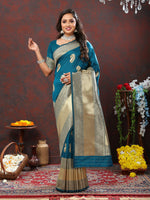 Thumbnail for Lorenvalley Fashion Rama Soft Silk Woven Design Gold Zari Weaving Saree - Distacart