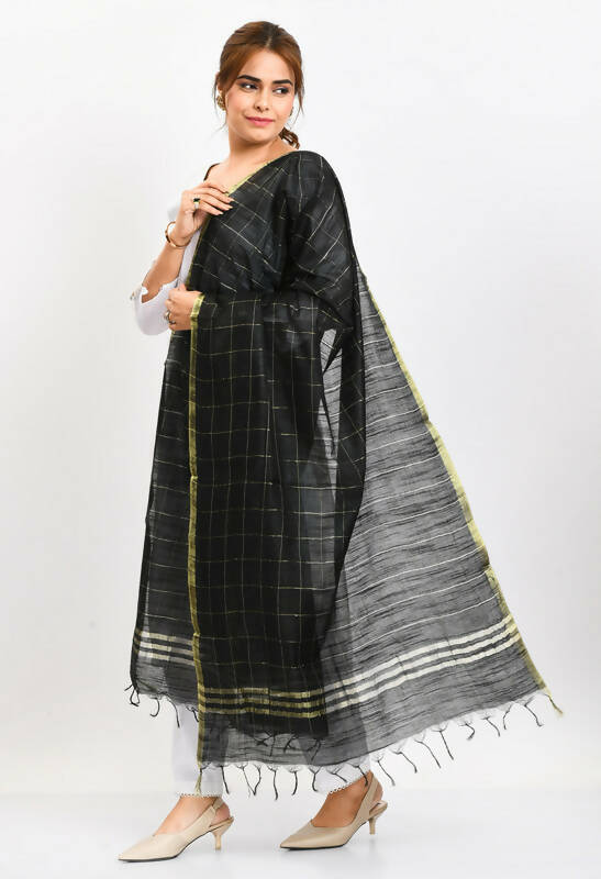 Mominos Fashion Moeza Women's Cotton Zari Box Black Dupatta - Distacart