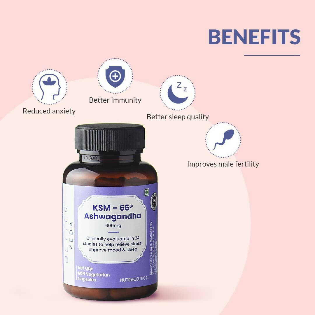 BBETTER Veda KSM 66 Ashwagandha Capsules - Distacart