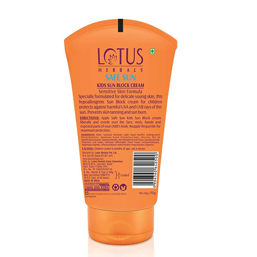 Lotus Herbals Safe Sun Kids Sun Block Cream SPF 25 - Distacart