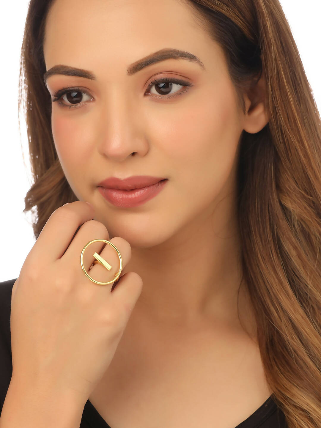 NVR Women Gold Plated Adjustable Finger Ring - Distacart