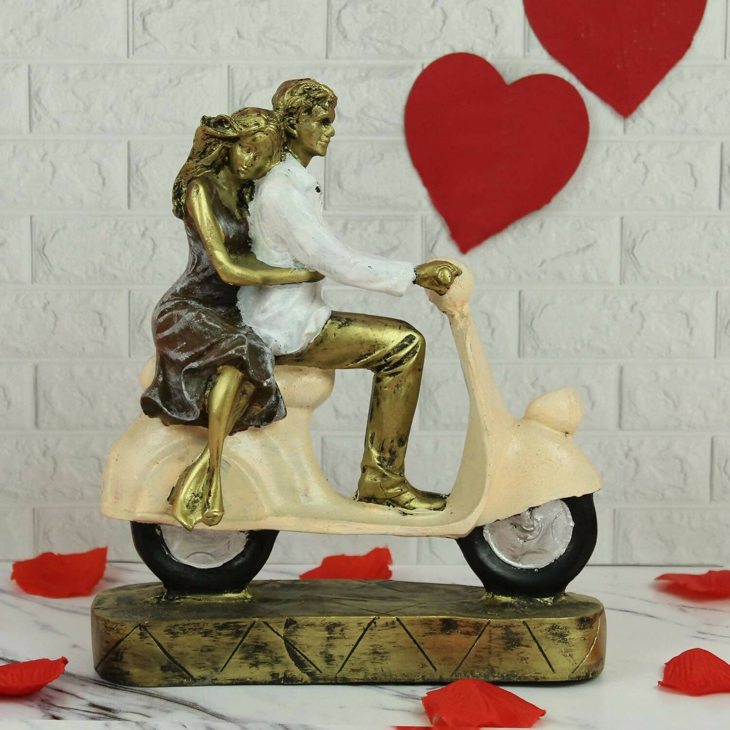 Tied Ribbons Romantic Love Couple On Scooter Showpiece Statue Decorative Items For Home - Distacart