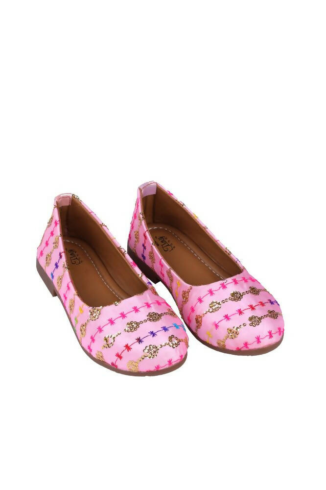 Tiny Bugs Girls Embroidered Ethnic Ballerinas-Pink - Distacart