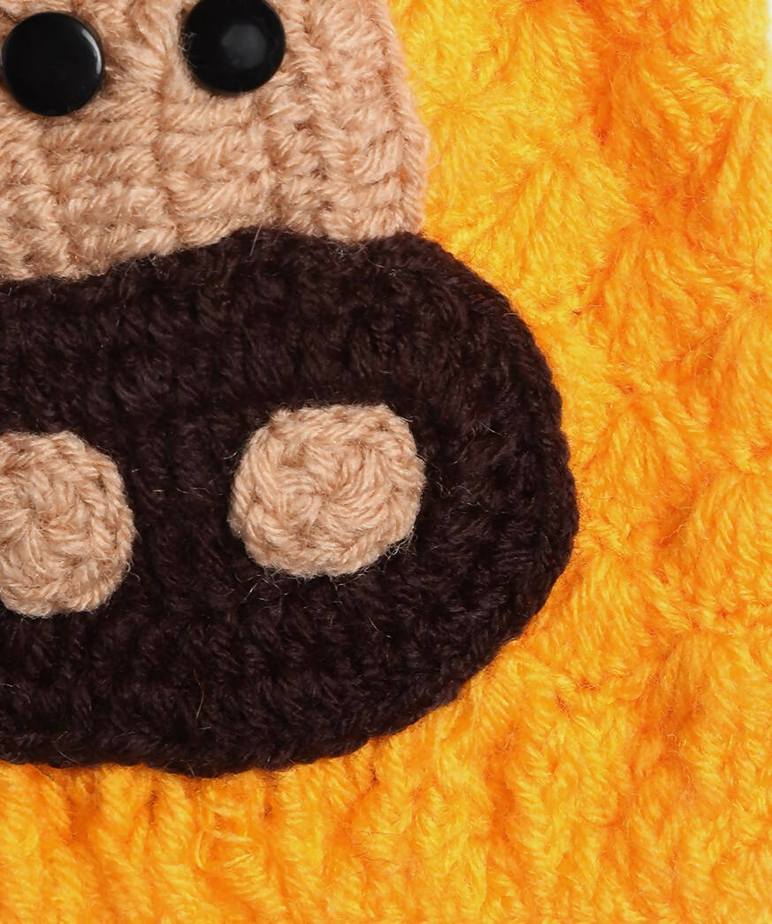 Chutput Kids Woollen Hand Knitted Giraffe Face Detailed Cap - Yellow - Distacart