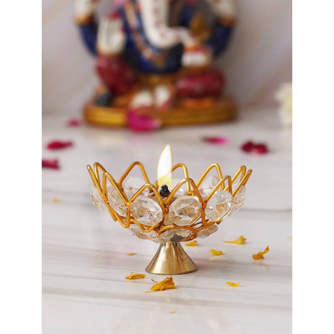 eCraftIndia Lotus Shape Crystal Diya - Distacart