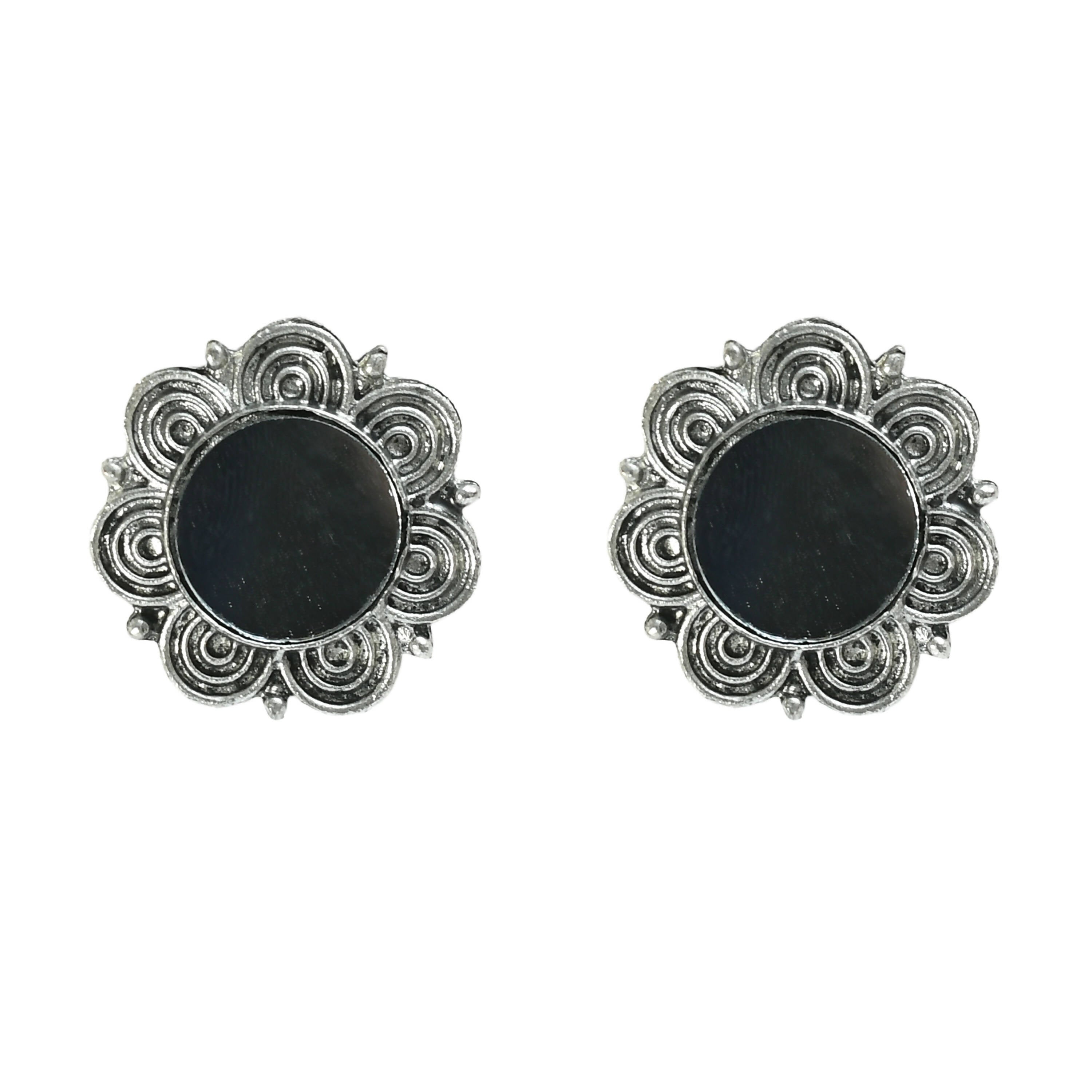 Mominos Fashion Johar Kamal Oxidised Silver-Plated Mirror Design Necklace Choker Set For Women - Distacart