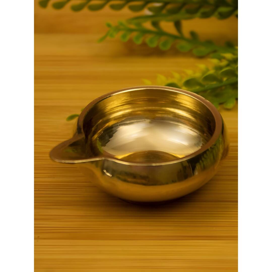Spillbox Gold Toned Plain Kuber Diya Without Stand Pooja Essentials - Distacart