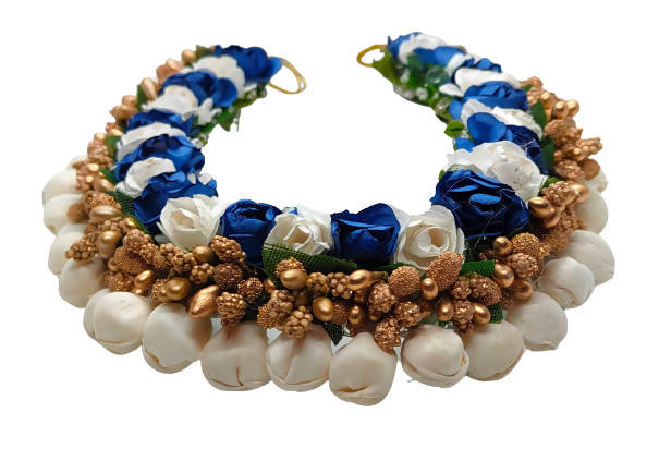 Blue & White Bridal Hair Gajra