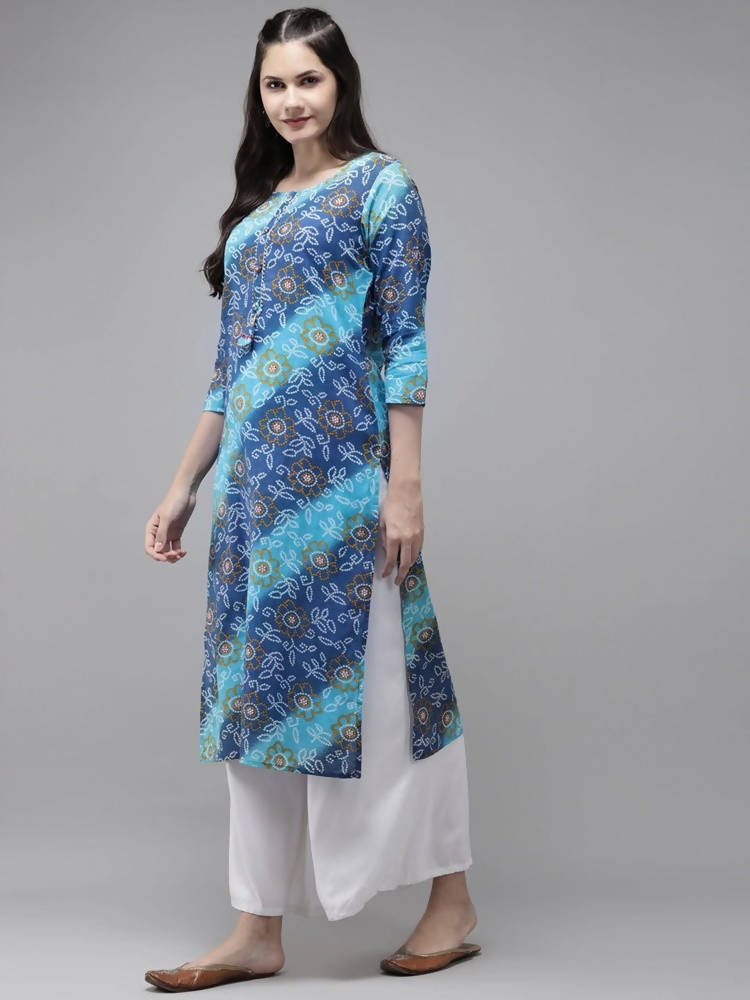 Yufta Blue Bandhani Kurta