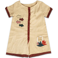 Thumbnail for Mhyssa Beige and Maroon Round Neck Short Romper For Kids - Distacart