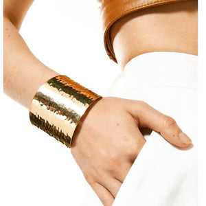 Bling Accessories Rose Gold Textured Brass Cuff Bracelet