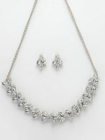 Thumbnail for NVR Women Silver-Plated American Diamond Jewellery Set Necklace & Earrings - Distacart