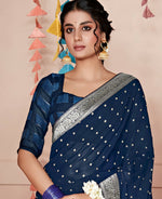 Thumbnail for Blue Georgette Foil Printed Saree With Unstitched Blouse Piece - Nitya - Distacart
