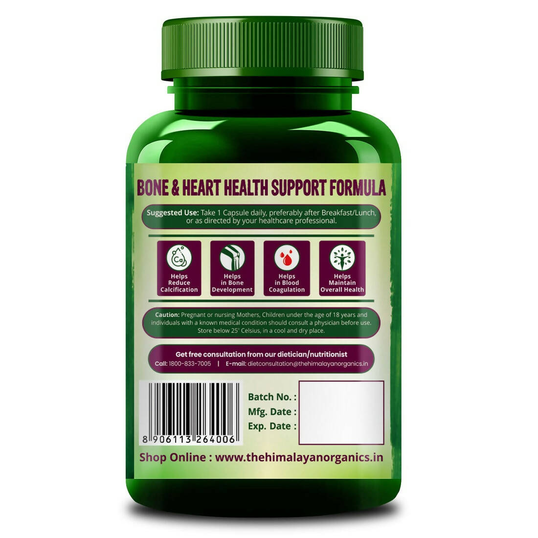 Himalayan Organics Plant Based Vitamin K2 Capsules - Distacart