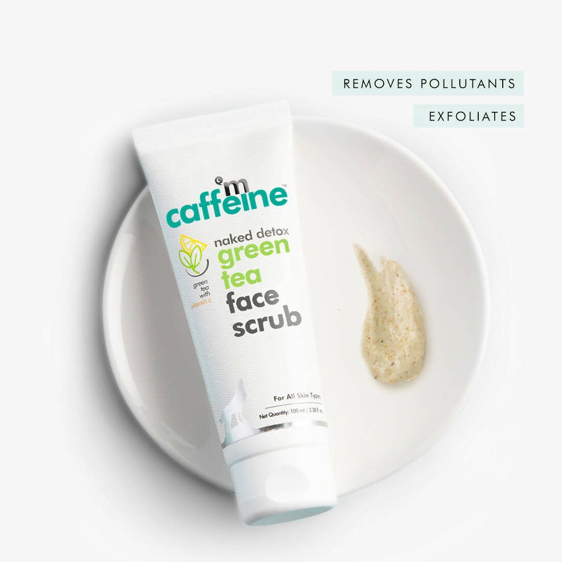 mCaffeine Green Tea Face Scrub with Vitamin C & Hyaluronic Acid - Distacart