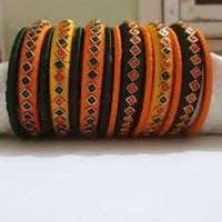 Thumbnail for Three Colored Silk Threaded Designer Bangles Set of 2