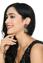 Thumbnail for Mominos Fashion Johar Kamal Kundan Work Jhumka With Red Beads - Distacart