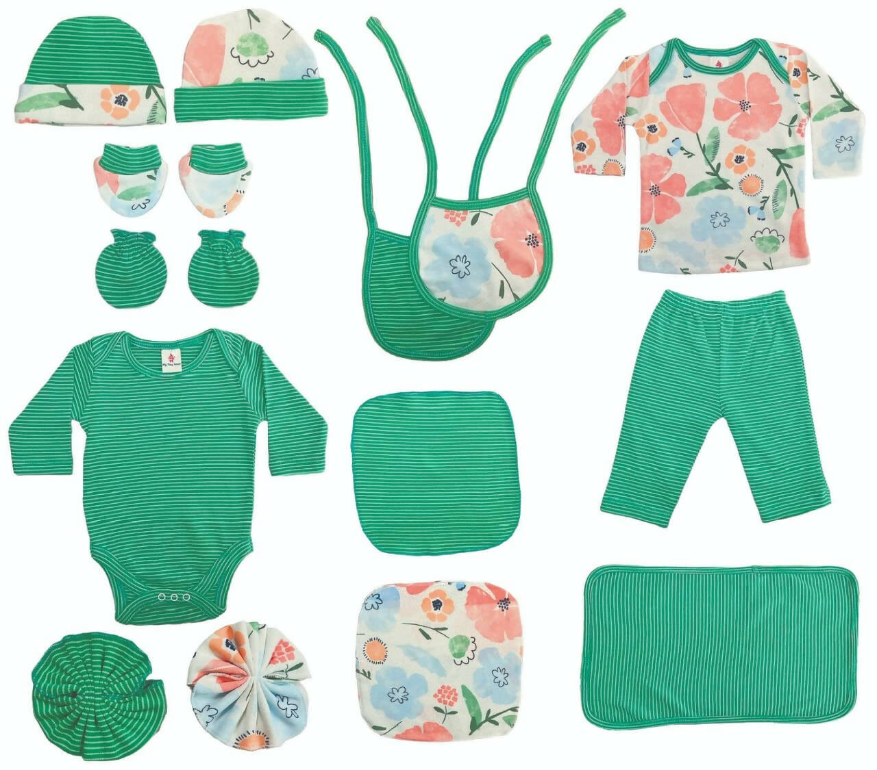 My Tiny Wear Full Sleeves New Born Baby Gift Set - Green - Distacart
