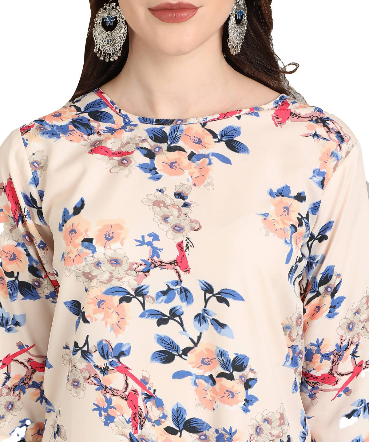 Vamika Cream French Crepe Printed Party Wear/Casual Wear Kurti - Distacart