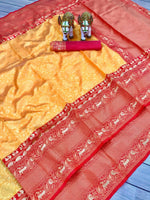 Thumbnail for DEIANA'S Beautiful Golden Jari with New Design Soft Lichi Silk Saree - Yellow - Distacart