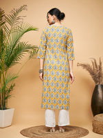 Thumbnail for InWeave Women's Sunset Boota Print Gota Straight Kurta - Distacart