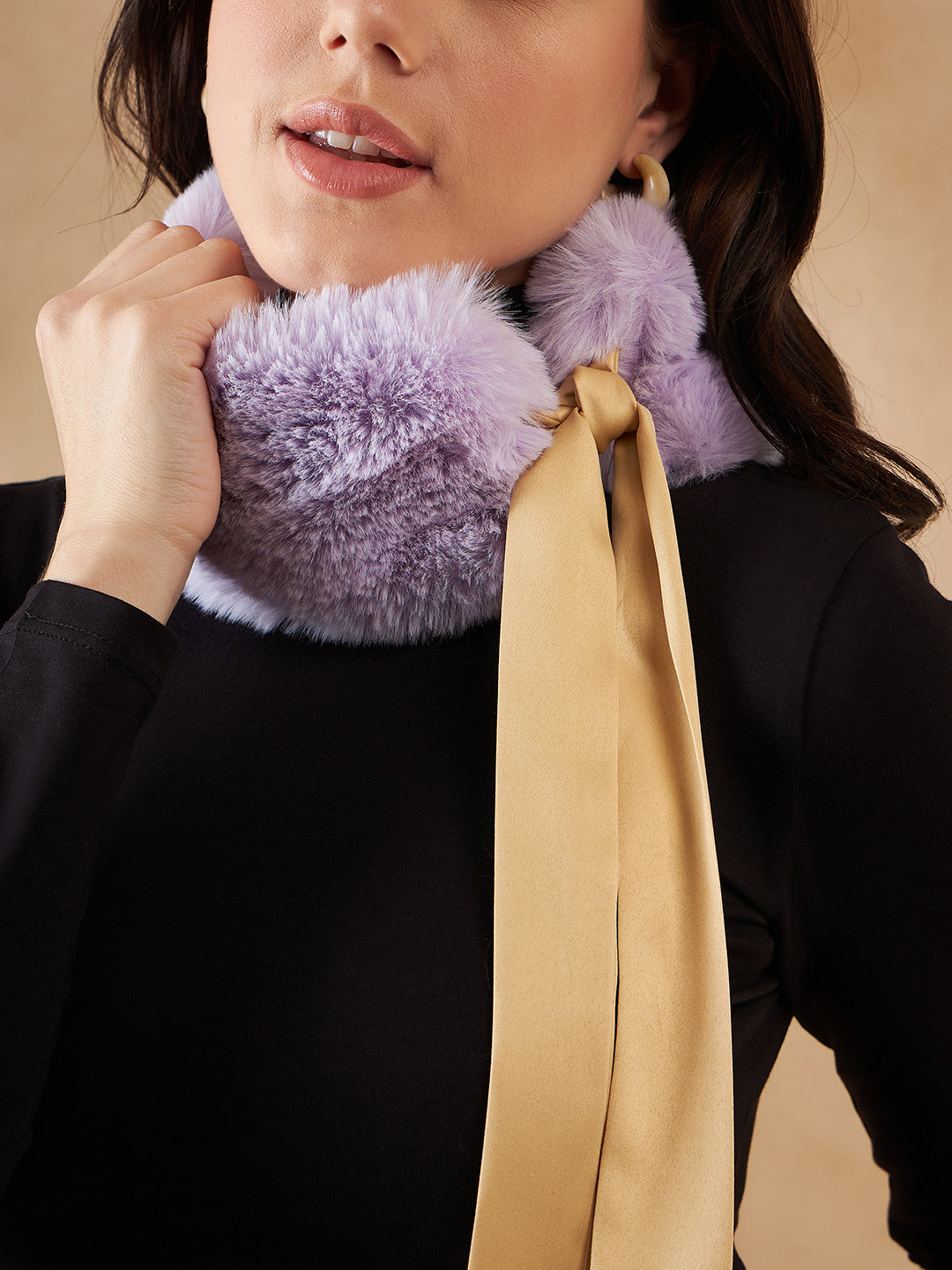 InWeave Women's Light Mauve Fur Neckpiece - Distacart