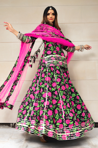 Thumbnail for Pomcha Jaipur Gulmohar Cotton Hand Block Skirt Set - Distacart