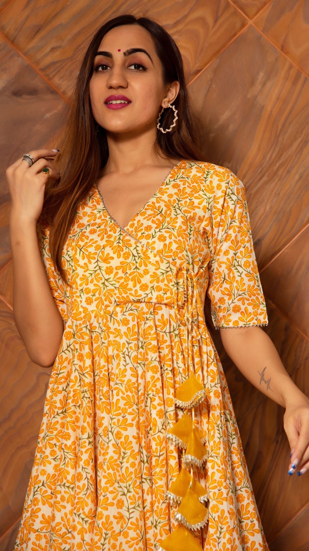 Pomcha Jaipur Suraiya Leaf Cotton Angrakha Set - Distacart