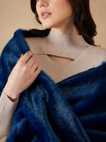 Thumbnail for InWeave Women's Royal Blue Long Faux Fur Cape - Distacart