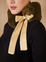 Thumbnail for InWeave Women's Mehandi Green Fur Neckpiece - Distacart
