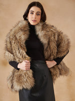 Thumbnail for InWeave Women's Winter Beige Faux Fur Cape - Distacart